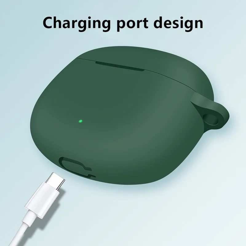 For Honor Earbuds X6 Bluetooth-compatible Earphone Silicone Case Anti-drop Cover with Hanging Buckle - Blackish Green