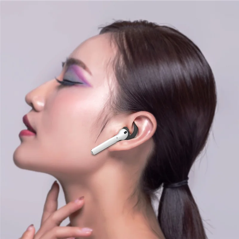 AHASTYLE PT60-3 Pour Apple AirPods 3 Crochets anti-dérapants en silicone Embouts d'oreille, S - Noir