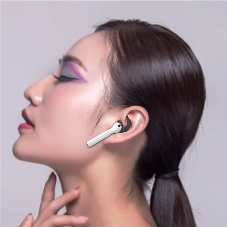 AHASTYLE PT60-3 For Apple AirPods 3 Ear Hooks Earbud Cap Lostproof Silicone Ear Tips, L - Black