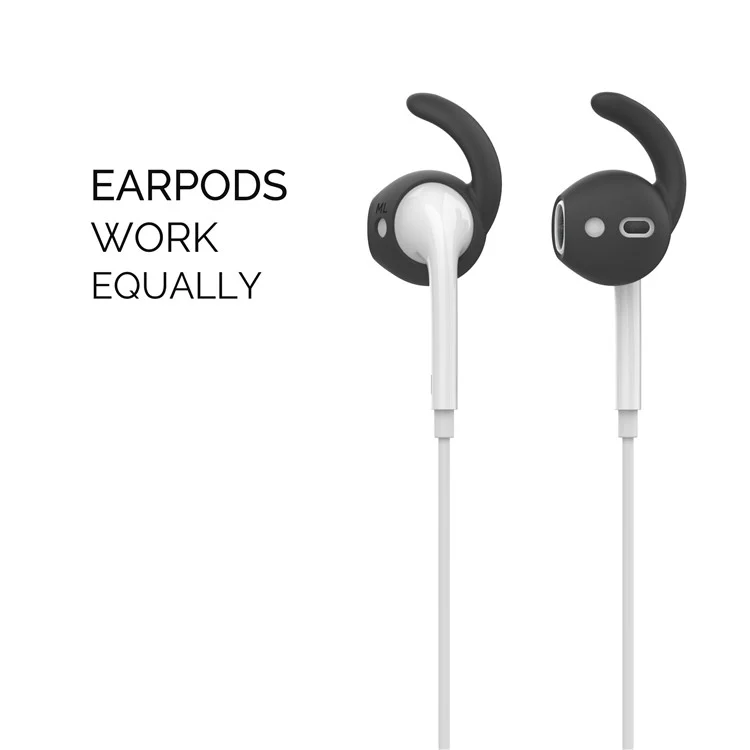 AHASTYLE PT60-3 For Apple AirPods 3 Ear Hooks Earbud Cap Lostproof Silicone Ear Tips, L - Black