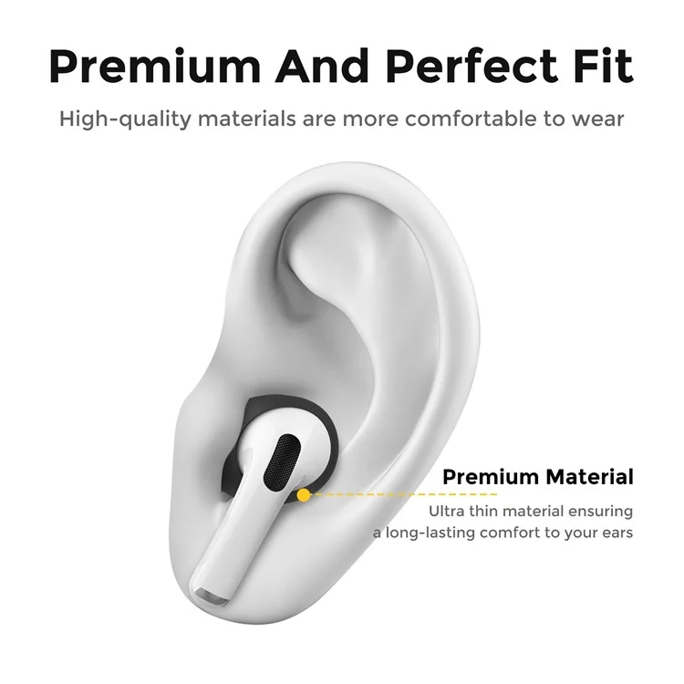 Ashastele PT76-PRO2 1 Pares de Capa de Orelha Ultrafina Para Airpods Pro 2 Silicone Fino Ganchos de Orelha, L - Preto