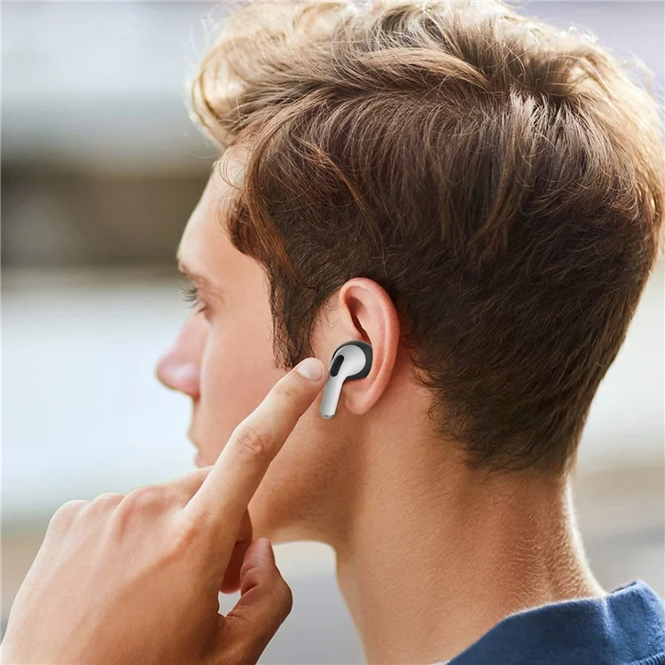 AHASTYLE PT76-PRO2 1 Paar ultra-dünne Ohrabdeckungen für AirPods Pro 2 Silikon-Slim-Ohrenbügel, L - Schwarz