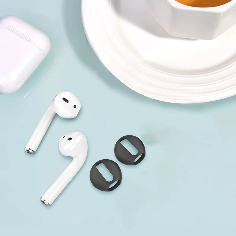 AHASTYLE PT76 For Apple AirPods 1 / 2 1 Pair Size L Slim Earbuds Cover Earphone Silicone Sleeve - Black