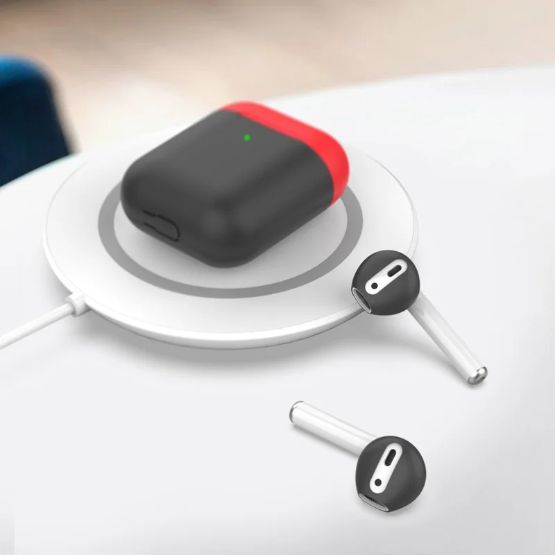 AHASTYLE PT76 For Apple AirPods 1 / 2 1 Pair Size S Earbuds Cover Slim Silicone Earphone Sleeve - Black