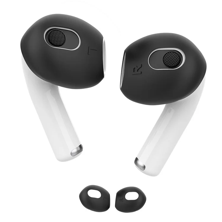 Ashastele PT76-3 1 Pares Tampa da Orelha de Silicone Para Apple AirPods 3 Tampas Finas, S - Preto