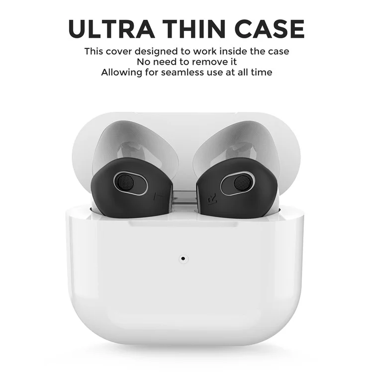 AHASTYLE PT76-3 1 Pairs Silicone Ear Cover for Apple AirPods 3 Slim Ear Caps, S - Black