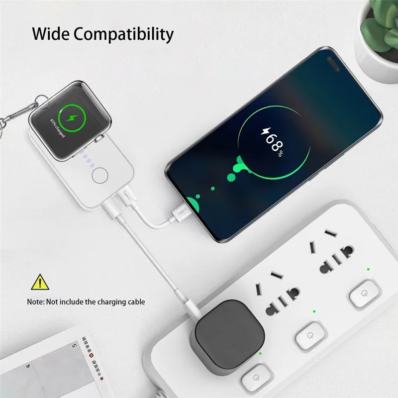 1200mAh Portable Charger Mini Magnetic Wireless Power Bank with Keychain for iWatch Series - Silver