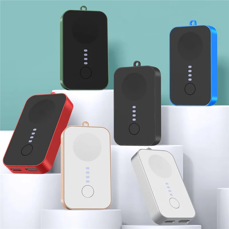 1200mAh Portable Charger Mini Magnetic Wireless Power Bank with Keychain for iWatch Series - Silver