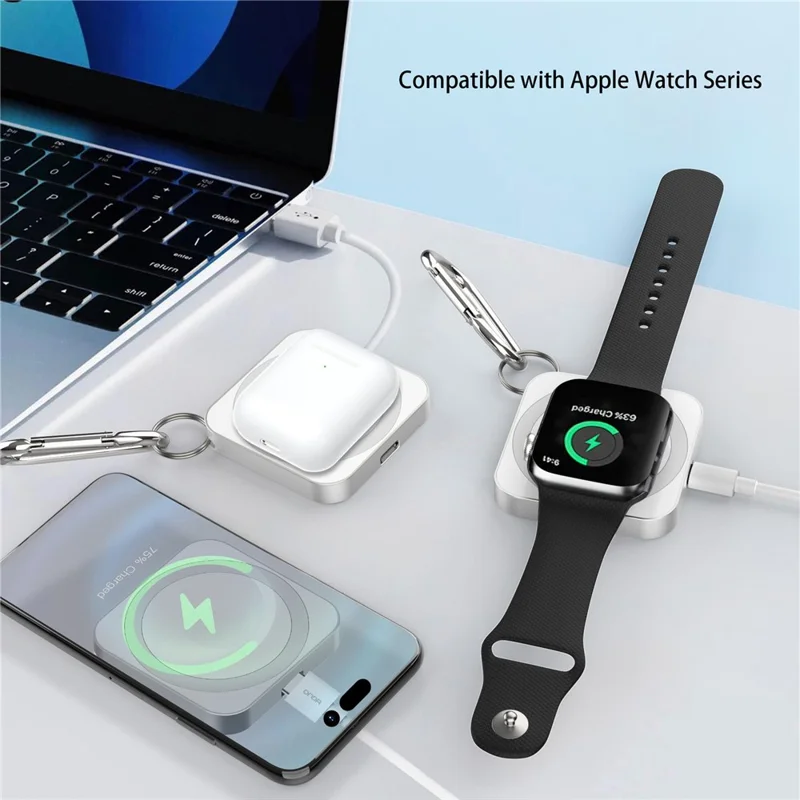 3 in 1 Magnetic Wireless Charger 15W Fast Charging Dock for iPhone/Apple Watch/AirPods - Green