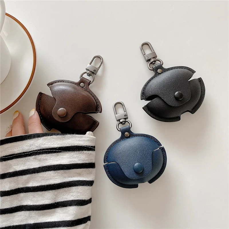 Для HUAWEI FreeClip Business PU Leather Protective Case Bluetooth Earphone Anti-drop Cover - Dark Blue
