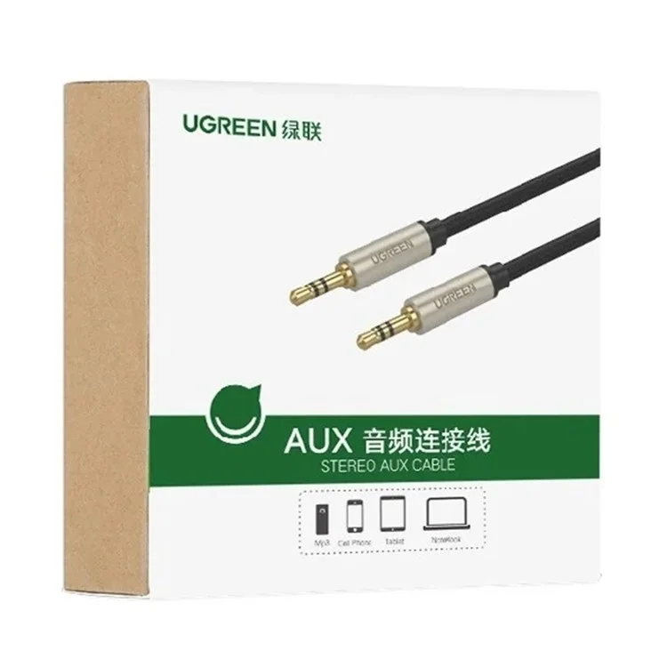 UGREEN 40781 Кабель-удлинитель для наушников, 3,5 мм, M/M, 2 м, аудио-кабель для автомобиля