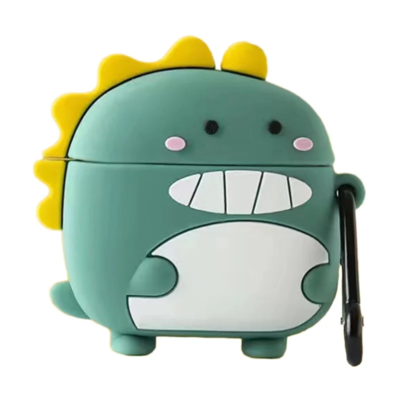 For Pro 6 Bluetooth-compatible Earphone Cute Cartoon Anti-drop Case Soft Silicone Cover - Green Dinosaur