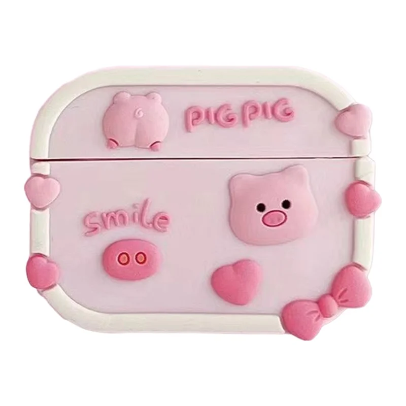 For Pro 6 Bluetooth-compatible Earphone Cute Cartoon Anti-drop Case Soft Silicone Cover - Pink Pig