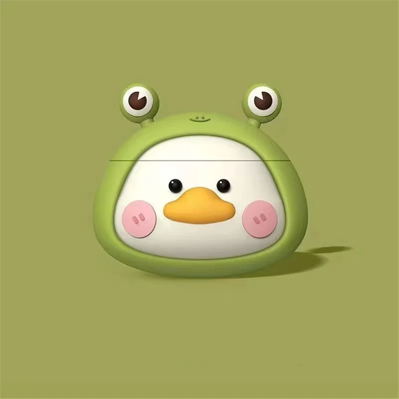 No.2 Silicone Cover for Lenovo LP40 Plus Bluetooth-compatible Earphone Cartoon Headphone Sleeve - Frog-eyed Duck