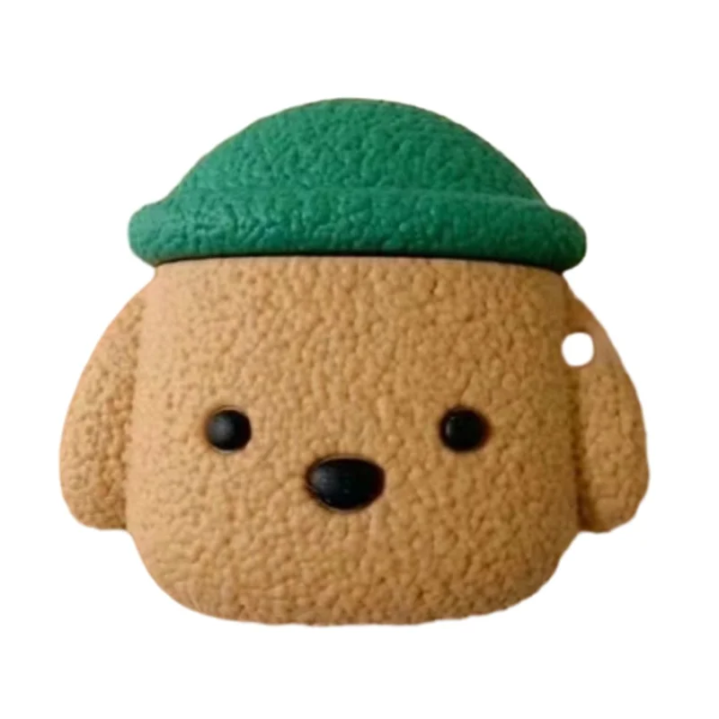 No.2 Dust-proof Cover For Lenovo LP40S Cartoon Bluetooth-compatible Earphone Silicone Sleeve - Dog with Green Cap
