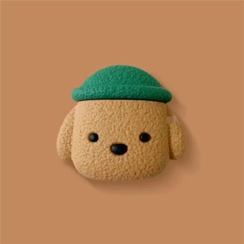 No.2 Dust-proof Cover For Lenovo LP40S Cartoon Bluetooth-compatible Earphone Silicone Sleeve - Dog with Green Cap