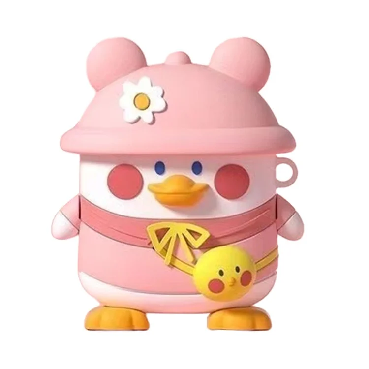 N.º 3 para Lenovo LP40S Funda de Auricular Bluetooth con Diseño de Pato de Dibujos Animados con Gorra - Rosa