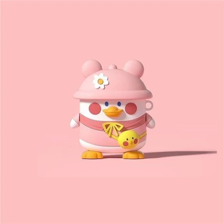 N.º 3 para Lenovo LP40S Funda de Auricular Bluetooth con Diseño de Pato de Dibujos Animados con Gorra - Rosa