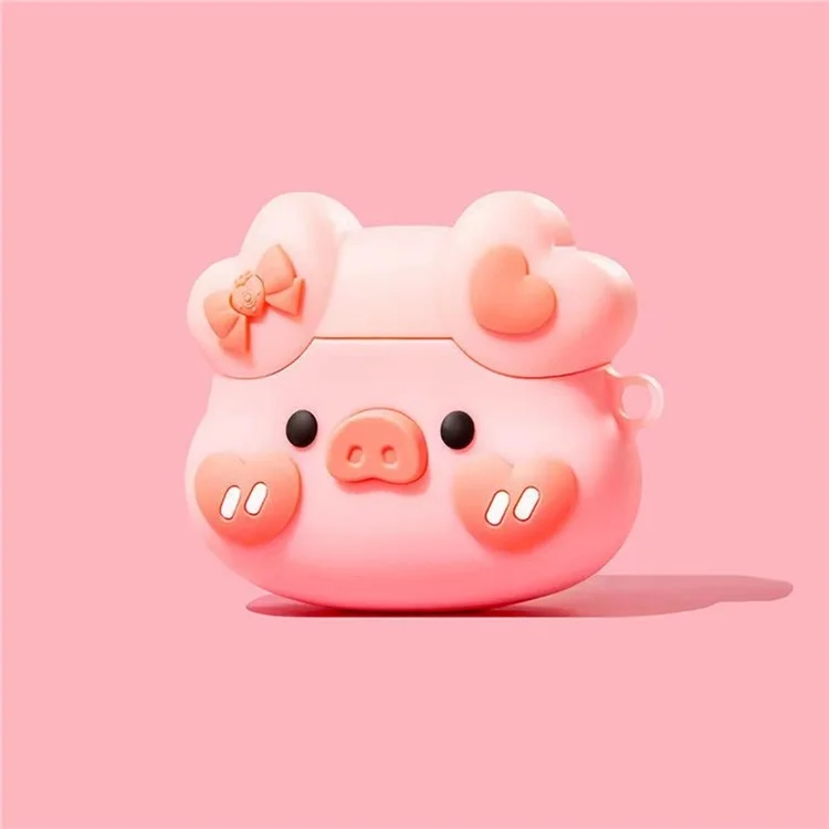 Para Pro 4 Bluetooth Earphone Lovely Cartoon Silicone Cover Anti-scratch Protection Case - Pig Head