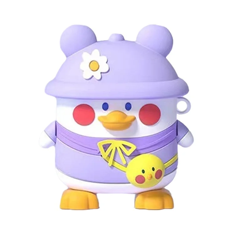 For Pro 4 Auricolare Bluetooth Custodia in Silicone Cover Cartoon Carino Anti-caduta Protettore - Purple Hat Duck
