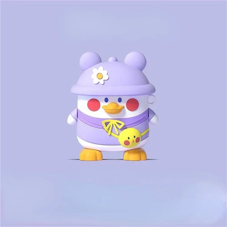 For Pro 4 Auricolare Bluetooth Custodia in Silicone Cover Cartoon Carino Anti-caduta Protettore - Purple Hat Duck