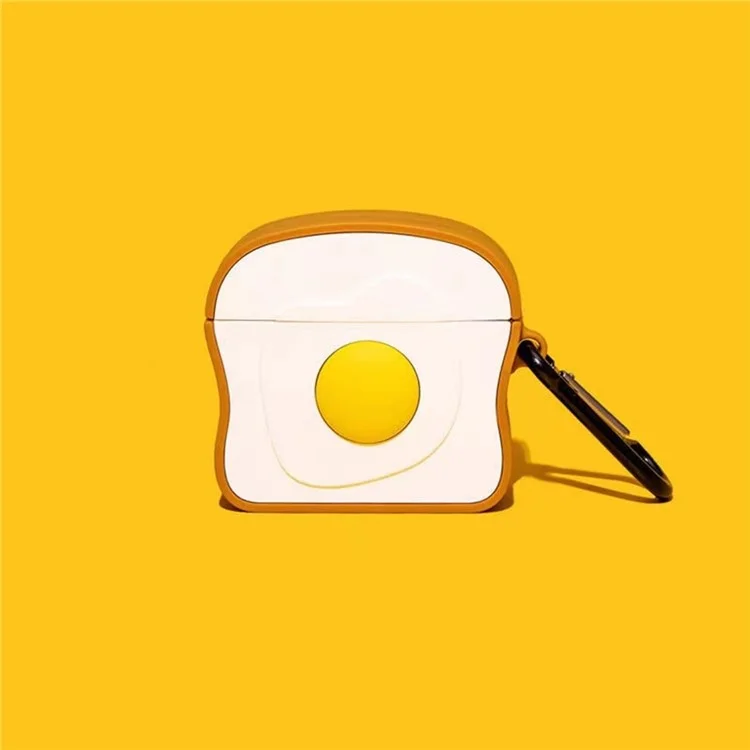 Para pro 4 caja protectora de auriculares Bluetooth de dibujos animados divertida Cubierta anti-caída de silicona - Toast Egg