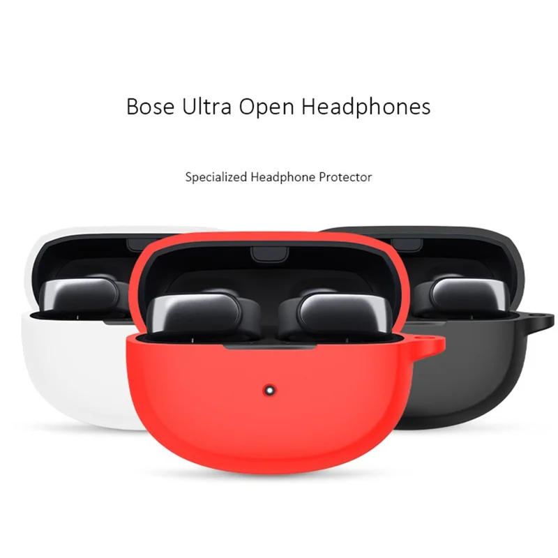 For Bose Ultra Open Case Anti-dust Flexible Silicone Earbu Cover with Carrying Buckle - White