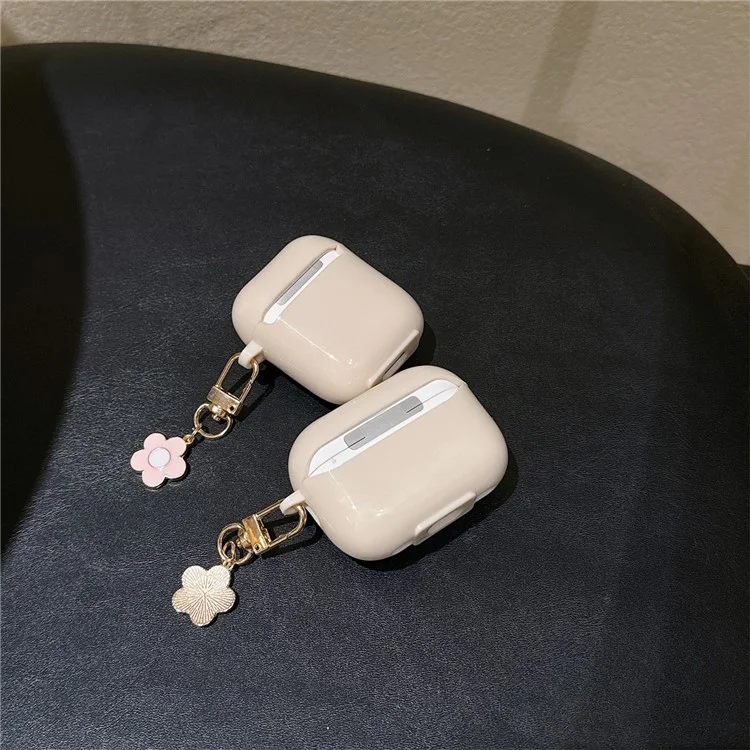 Pour AirPods Avec Clact Case (2016) / (2019) / AirPods Avec Couverture de Charge Sans Fil (2019) Couverture TPU Avec Boîtier D'écouteur Pendant - Fleur Verte Violette