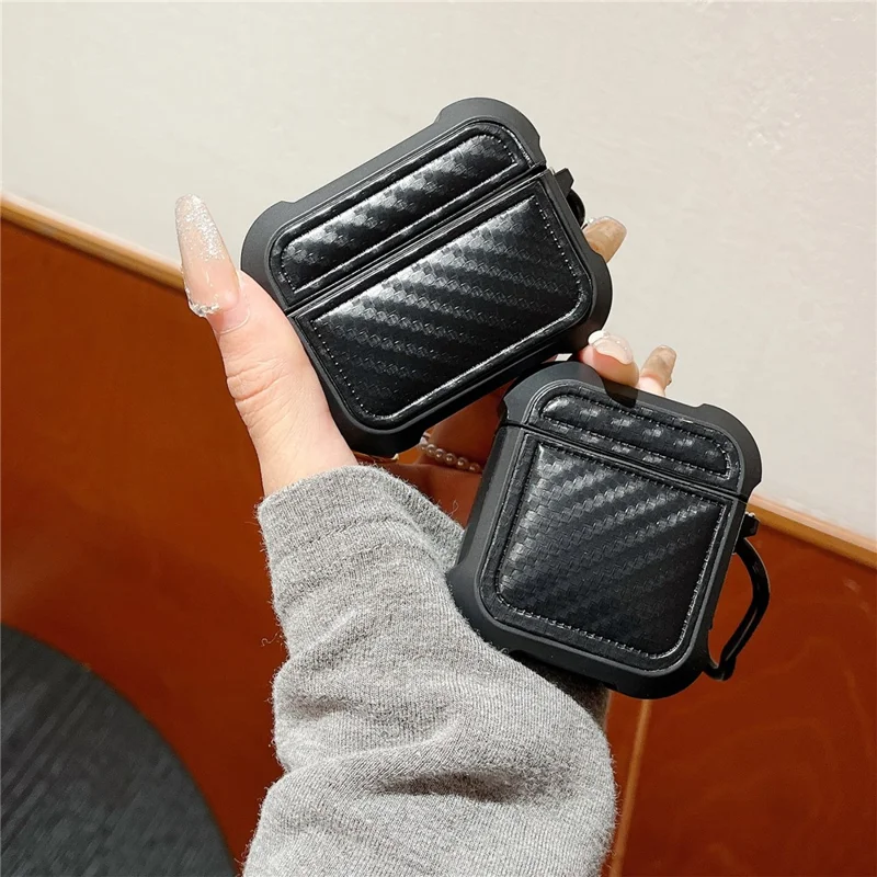 For AirPods 3 Earphone Protector Earphone Sleeve with Anti-lost Buckle Anti-fall Carbon Fiber Design