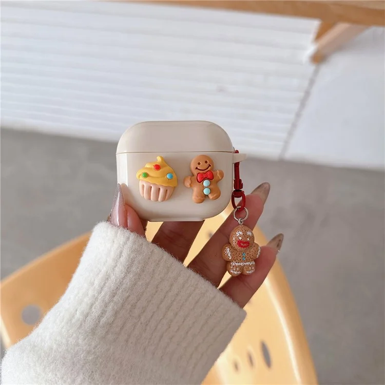 For Apple AirPods Pro Case Cake Cookie TPU Funny Earphone Cover with Gingerbread Man Pendant