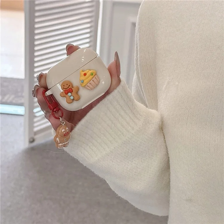 Für Apple AirPods Pro Gehäuse Kuchen Keks TPU Lustiger Kopfhörer Cover mit Lebkuchenmännchen Anhänger