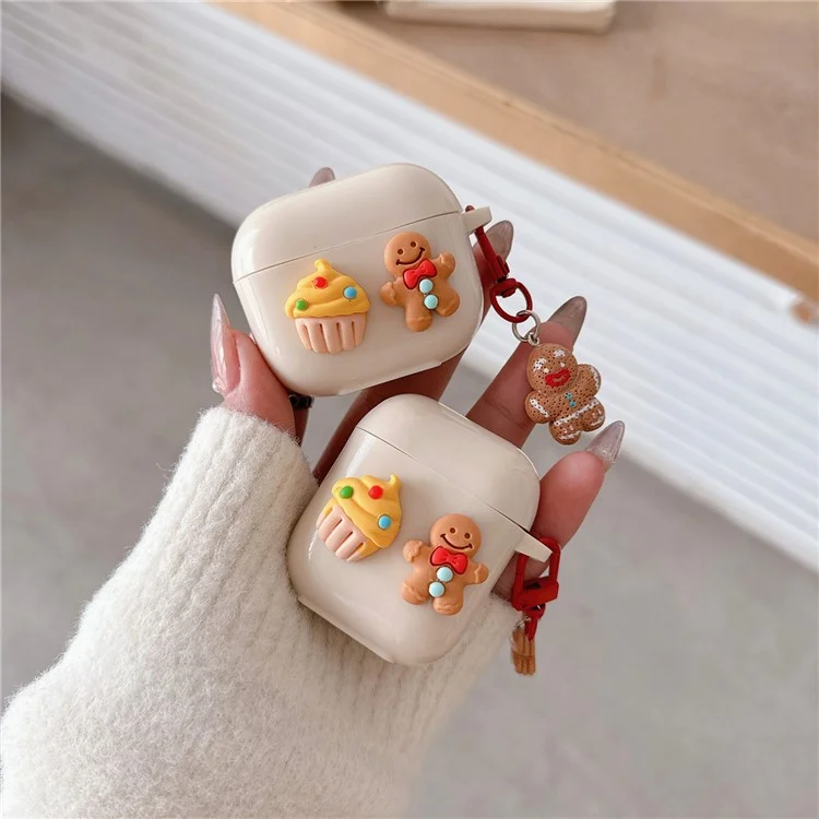 Für Apple AirPods Pro Gehäuse Kuchen Keks TPU Lustiger Kopfhörer Cover mit Lebkuchenmännchen Anhänger