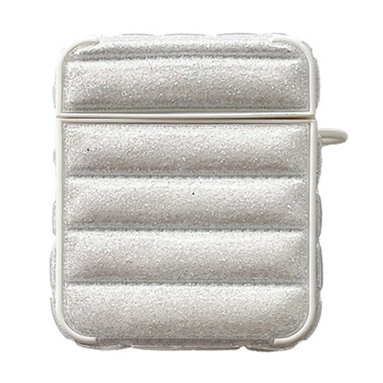 Para AirPods com Estojo de Carregamento (2016) / (2019) / AirPods com Estojo de Carregamento Sem Fio (2019) Capa Brilhante com Design de Jaqueta Down - Branca