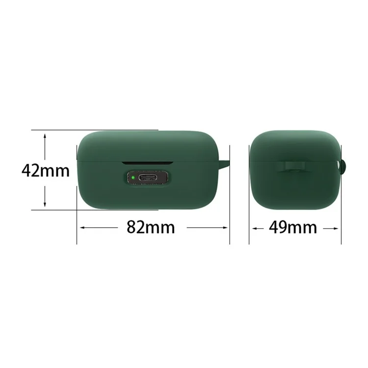 For MOMENTUM True Wireless 4 Earphone Case Silicone Protective Cover with Carabiner - Blackish Green