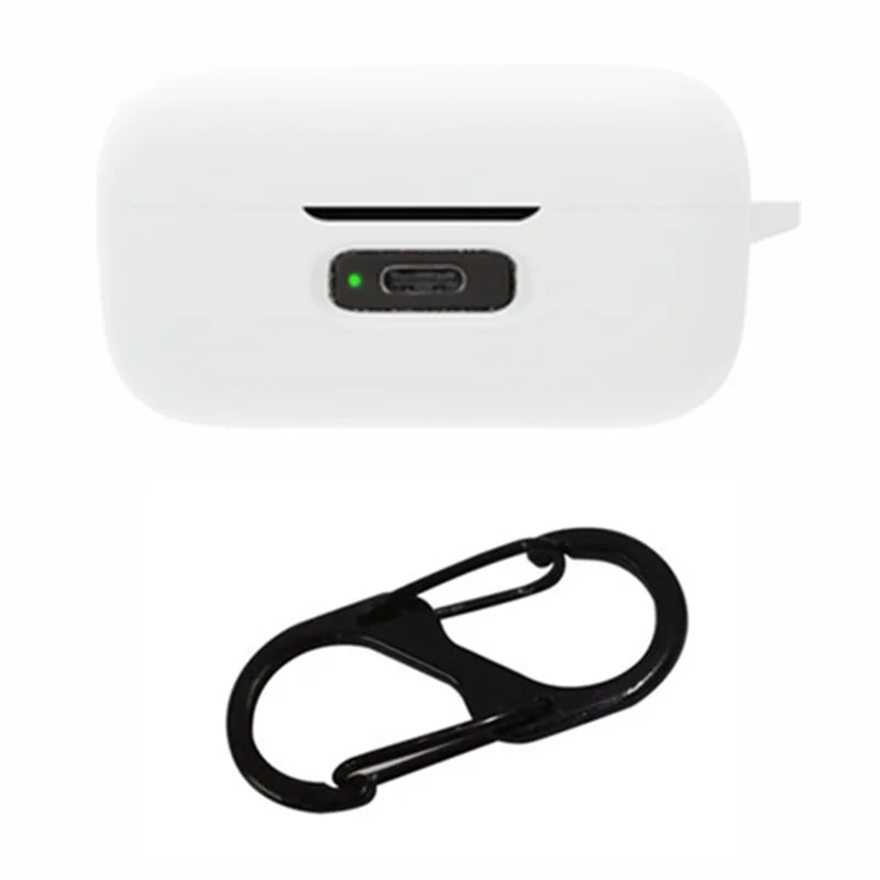For MOMENTUM True Wireless 4 Earphone Case Silicone Protective Cover with Carabiner - White