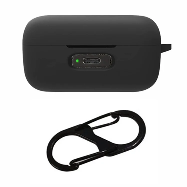 Pour MOMENTUM True Wireless 4 Étui de protection en silicone pour écouteurs avec mousqueton - Noir