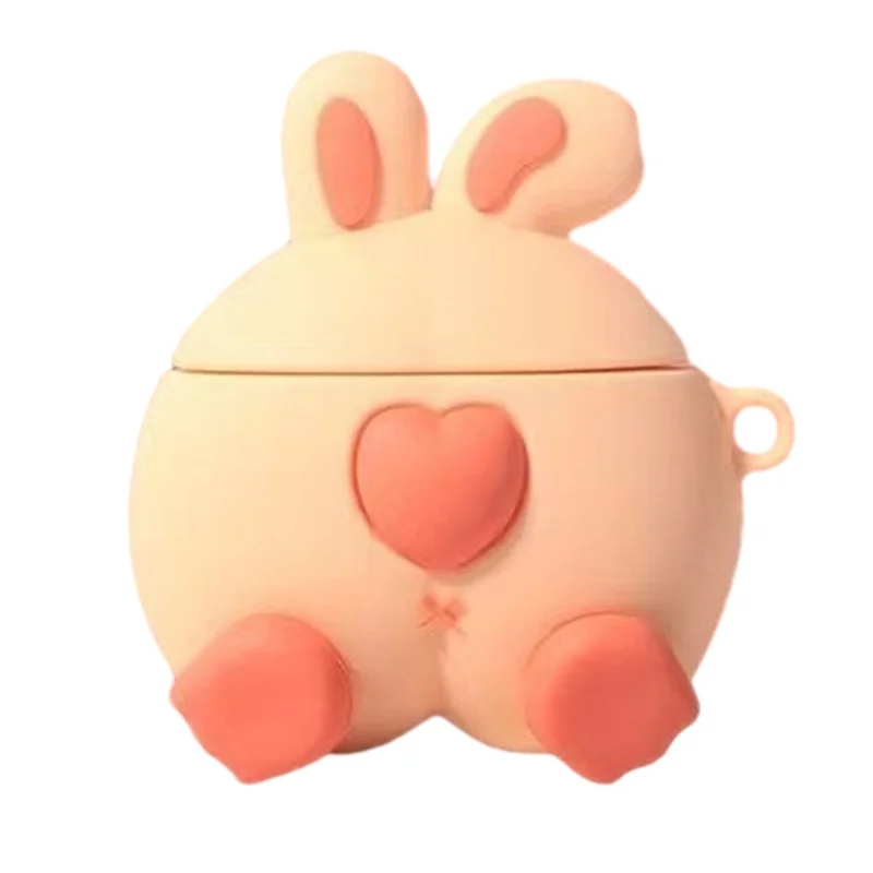 For Baseus W04 Sjov Tegnefilm TWS Ørepude Antidråbeæske Blød Silikoneæske - Kaninrøv