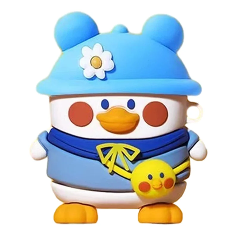 For Beats Fit Pro Lovely Cartoon Bluetooth-compatible Earphone Protective Cover Silicone Anti-scratch Sleeve - Duck with Blue Hat