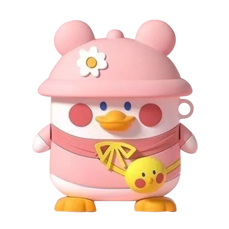 Mo.1 For Baseus W04 2023 Soft Silicone Cover Lovely Cartoon TWS Earphone Anti-Drop Case - Pink Hat Duck