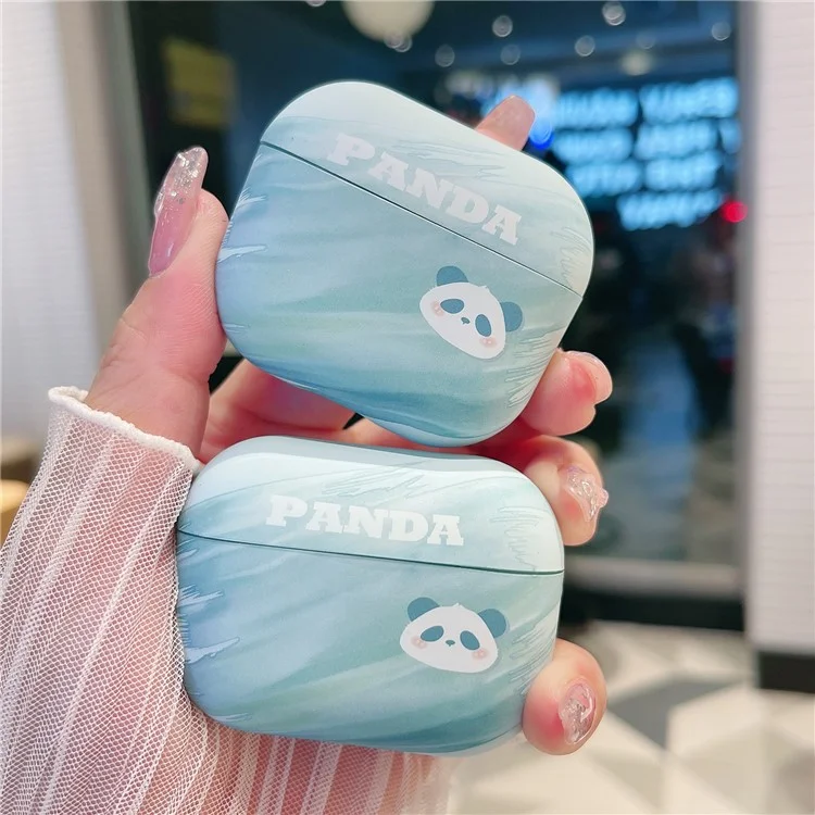 Pour Apple AirPods Avec Cas de Charge (2016) / (2019) / AirPods With Wireless Charging Case (2019) PC Cartoon Cartoon Panda Pattern Printing Couvercle