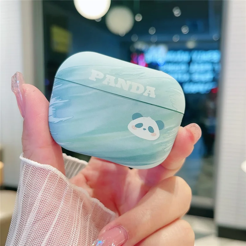 Hard PC Case for AirPods Pro 2 Matte Cartoon Panda Pattern Printing Protective Cover