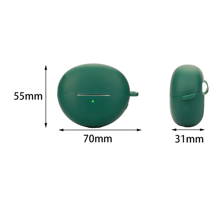 For Huawei FreeClip Earphone Protective Silicone Case Dust Cover with Hanging Buckle - Blackish Green