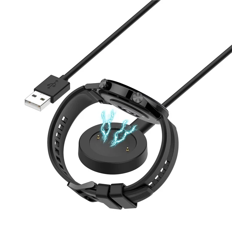 For Honor Watch GS 4 / Watch GS 3 MUS-B19 / Watch 5 / Watch 4 TMA-L19 Charging Dock Watch Charger with 1m Splittable Cable - Black