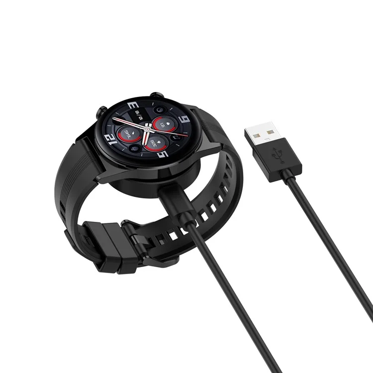 For Honor Watch GS 4 / Watch GS 3 MUS-B19 / Watch 5 / Watch 4 TMA-L19 Charging Dock Watch Charger with 1m Splittable Cable - Black