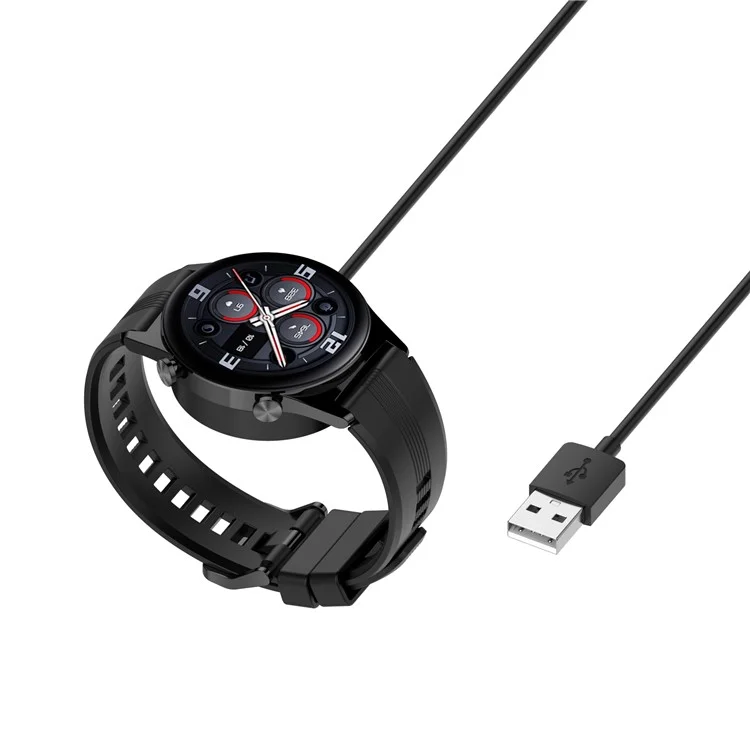 For Honor Watch GS 4 / Watch GS 3 MUS-B19 / Watch 5 / Watch 4 TMA-L19 Charging Dock Watch Charger Integrated with 1m Cable - Black