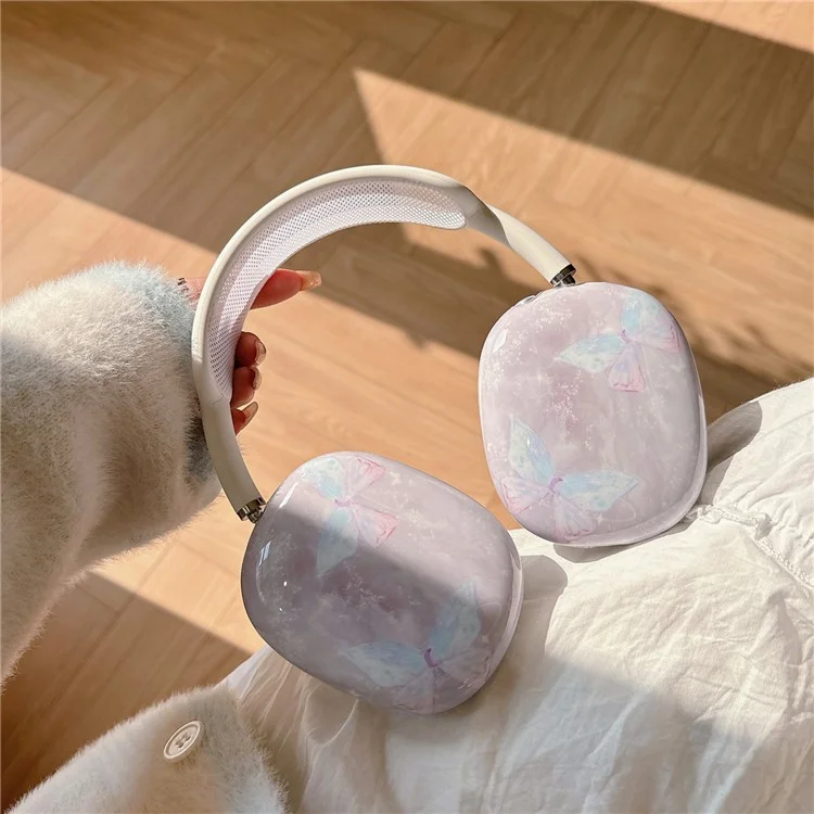 1 Coppia di Auricolari per AirPods Max IMD Headset Guscio Custodia Cuffie TPU - Farfalla Marmorea