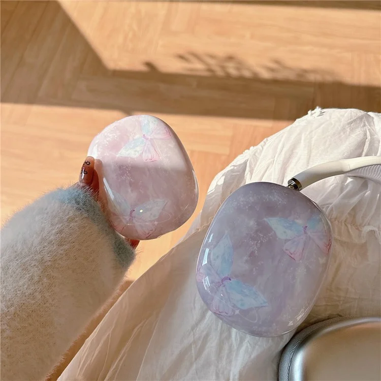 1 Coppia di Auricolari per AirPods Max IMD Headset Guscio Custodia Cuffie TPU - Farfalla Marmorea