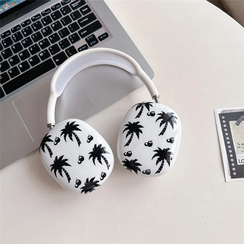 1 Pair For AirPods Max IMD Headset Earmuff Shell Headphone TPU Earpad Cover - Coconut Tree
