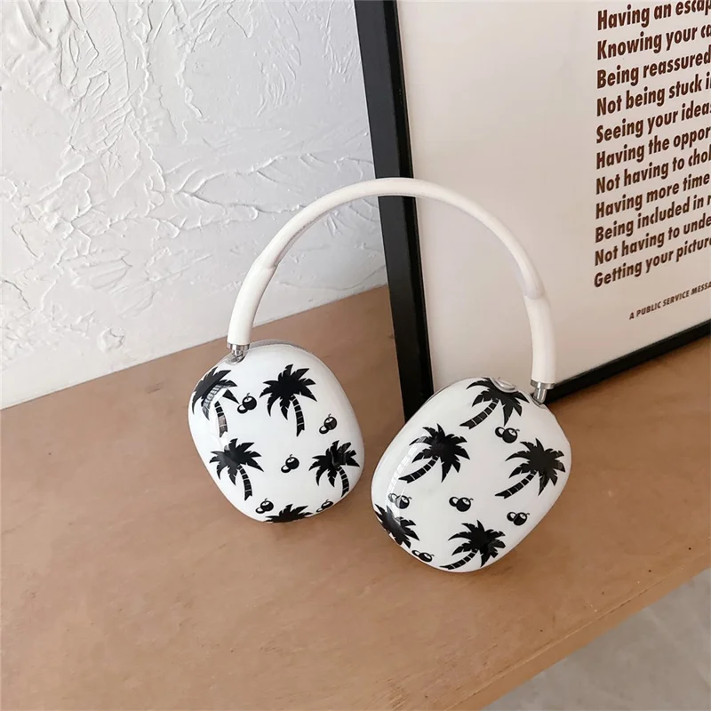 1 Pair For AirPods Max IMD Headset Earmuff Shell Headphone TPU Earpad Cover - Coconut Tree