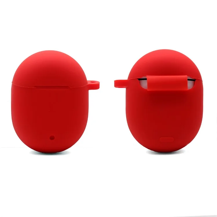 For Google Pixel Buds 2 Soft Silicone Case Earphone Shell with Anti-lost Buckle Pure Color Design - Red